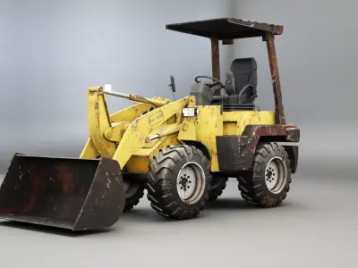 Small Used Agricultural Wheeled Loader Low-poly 3D model