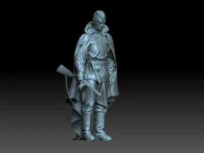 Soldier statue of man holding gun 3D print model