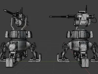 Sci Fi Turret Machine Gun Low-poly 3D model
