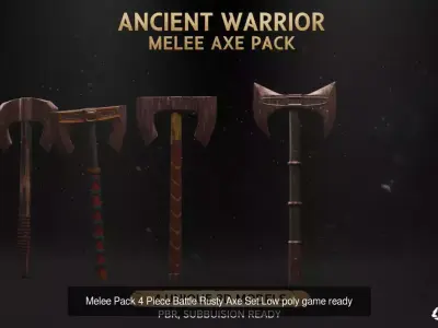 10 Low Poly stylized axes Game ready 3D Model Pack