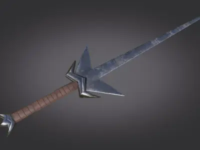 Stylized Medieval Sword melee weapon game ready Low-poly 3D model 3
