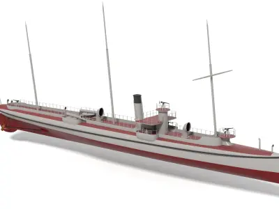 Simple  model torpedo gunboat Dragonne 1885 - French Navy 3D model