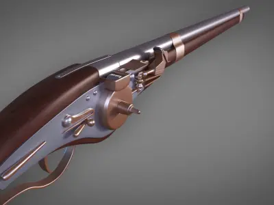 WheelLock Musket Firearm LowPoly 3D Model Low-poly 3D model