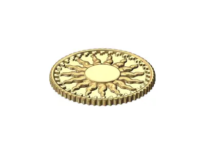 Notched sun relif coin 3D print model