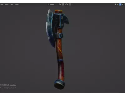 Viking axe Low-poly 3D model 14