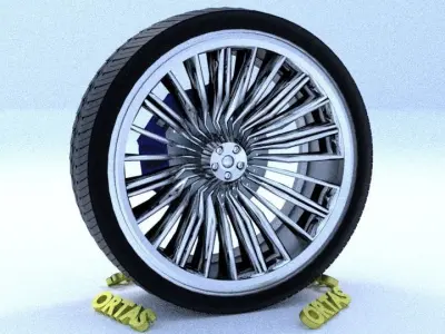 ORTAS CAR RIM 44 GAME READY RIM TIRE AND DISC 3D model