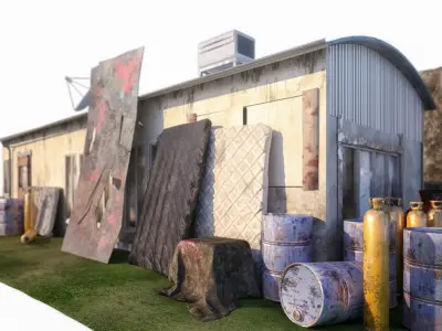 Wooden Barracks Free low-poly 3D model