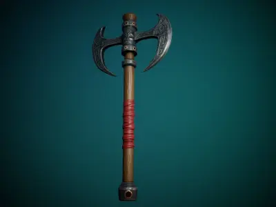 Stylized Cartoon Warrior Axe GameReady Free low-poly 3D model