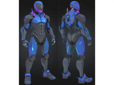Futuristic Cyborg Soldier Low-poly 3D model