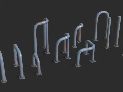 Grey Fence Protector Pack Low-poly 3D model