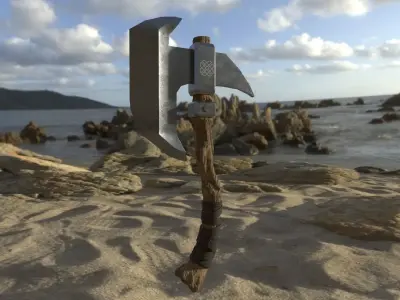 Fantasy Axe Low-poly 3D model 5