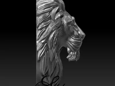 LION SILVER GOLD PENDANT 3D MODEL 3D print model