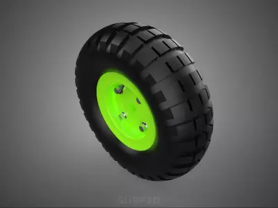 PNEUMATIC VALVE RUBBER WHEEL TIRE TYRE RIM HUB CART GRIP TROLLEY 3D model