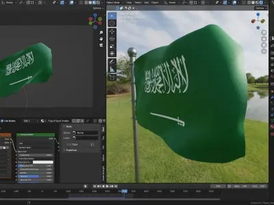 Animated Saudi Arabia Flags 3D model