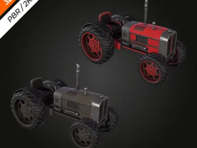 Tractor  Low-poly 3D model purchase
