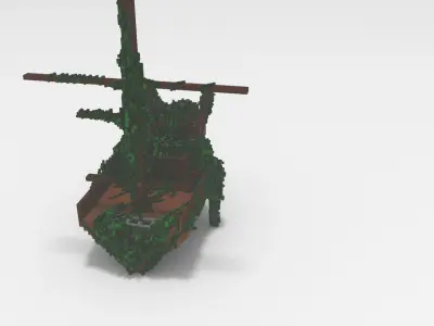Voxel - Type1 Mossy Damaged Ship - Low-poly 3D Model Low-poly 3D model