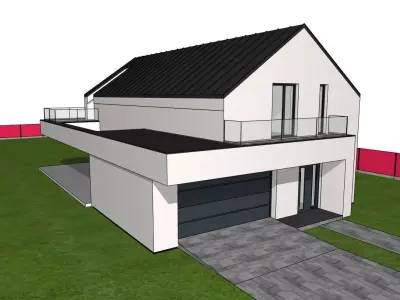 Modern Family House Barn   Minimalist Architectural 3D Model 3D model