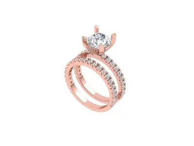 Solitair Ring Bridal Set 3D print model 48