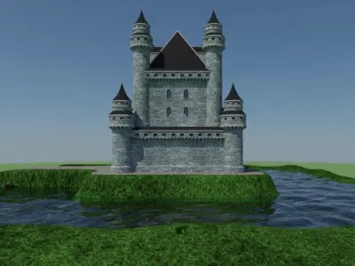 Castle in middle of grass 3D model purchase