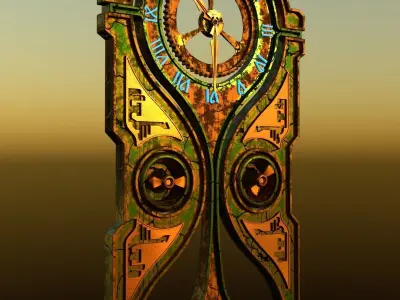 Steampunk wall clock 3D model purchase