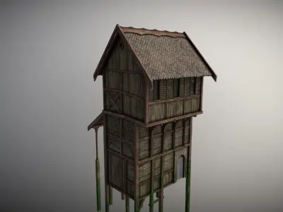 Medieval lake village - House 9 Low-poly 3D model