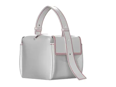White Leather Box Pocket Bag 3D model