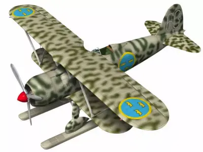 Fiat CR42 Falco Swedish Air Force 3D model