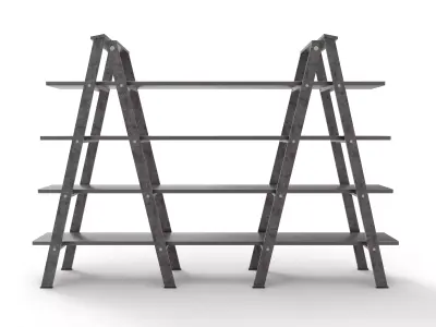 Shelving Aluminium Ladder Low-poly 3D model