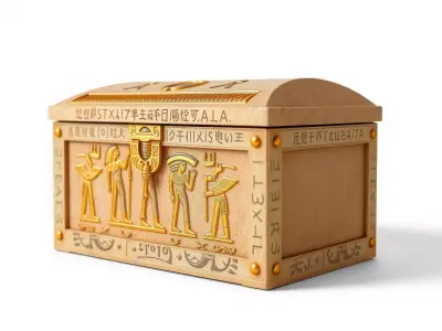 Ancient Egyptian Treasure Chest with Hieroglyphic Carvings Low-poly 3D model