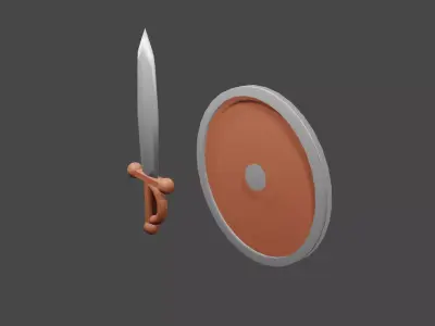 Sword And Shield Low-poly 3D model purchase
