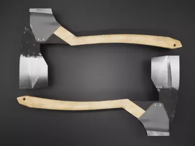 Battle axe Low-poly 3D model 15