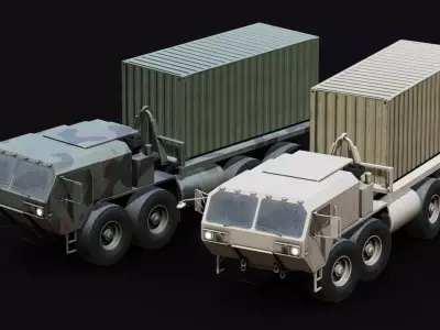 Military 8x8 Cargo Crate Transport Truck Low-poly 3D model