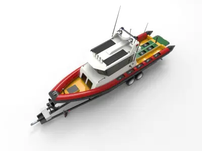 Patrol boat with trailer 3D model
