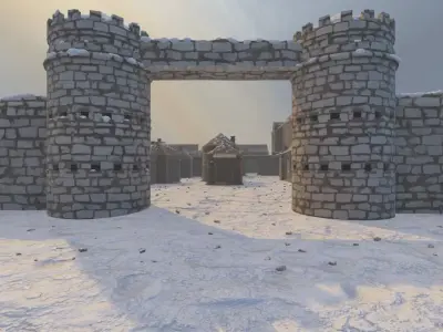 Walled Winter Village 3D model