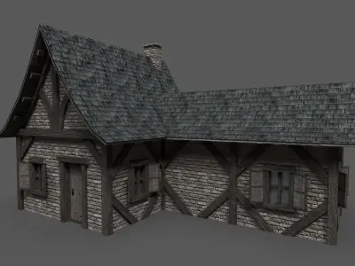 Medieval House 2 Low-poly 3D model