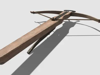 Low Poly PBR Game Ready Crossbow wooden Low-poly 3D model