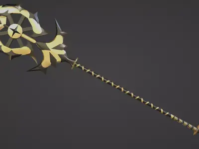 fantasy golden spear Free low-poly 3D model