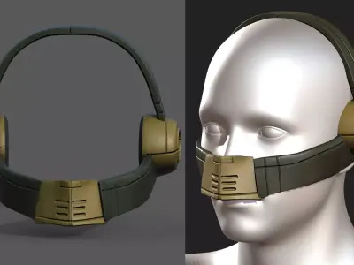 Gas mask respirator military Scifi futuristic  Low-poly 3D model