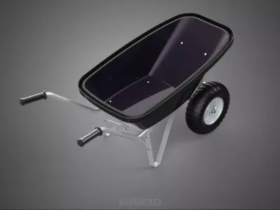 BLACK TUB WHEELBARROW TUBULAR FRAME HANDLES METAL CART TROLLEY 2 3D model