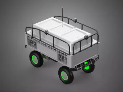 SELF DRIVING ELECTRIC DELIVERY ROBOT CART CARGO BOX LOGISTIC BOT 3D model