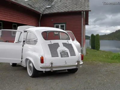 Fiat 600 Classic Hatchback White Simplified 3D model