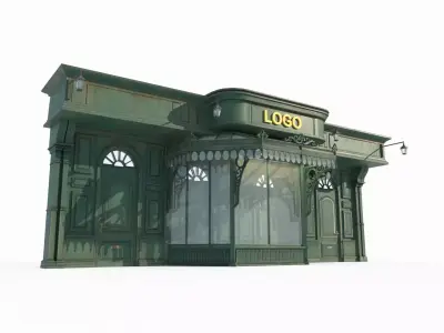 Ancient architecture town shop storefront 3D model