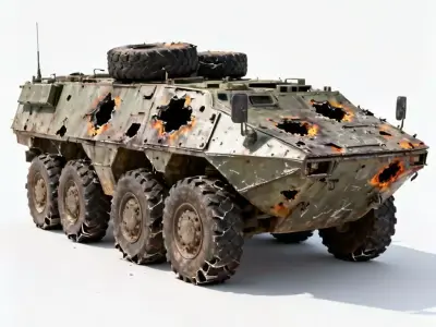 Destroyed Armored Personnel Carrier APC 3D Model Low-poly 3D model