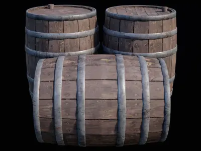 Wooden Barrel High Quality Gameready PBR Low-poly 3D model
