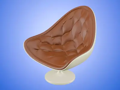 Leather Armchair and Polyurethane Twisted Base Style 3D model