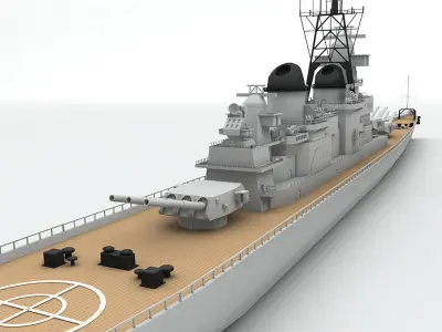Military Battleship BB 62 WWII Low-poly 3D model