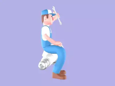 Stylized 3D Mechanic Character - Cartoon Spark Plug Rider 3D model