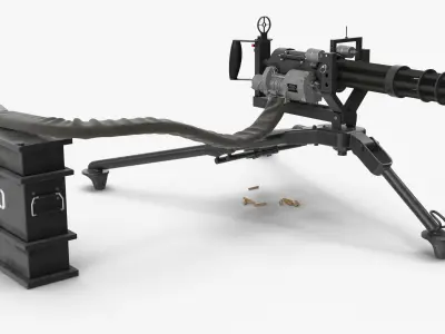 M134 Minigun Tripod Mounted and Ammo Crate Collection 3D Model Pack