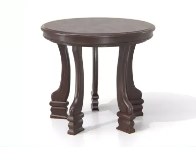 Antique Round Wooden Table Low-poly 3D model