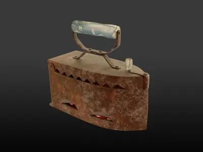 Old rusty iron with charcoal  3D model